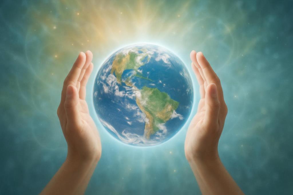 Hands cupped around a globe.